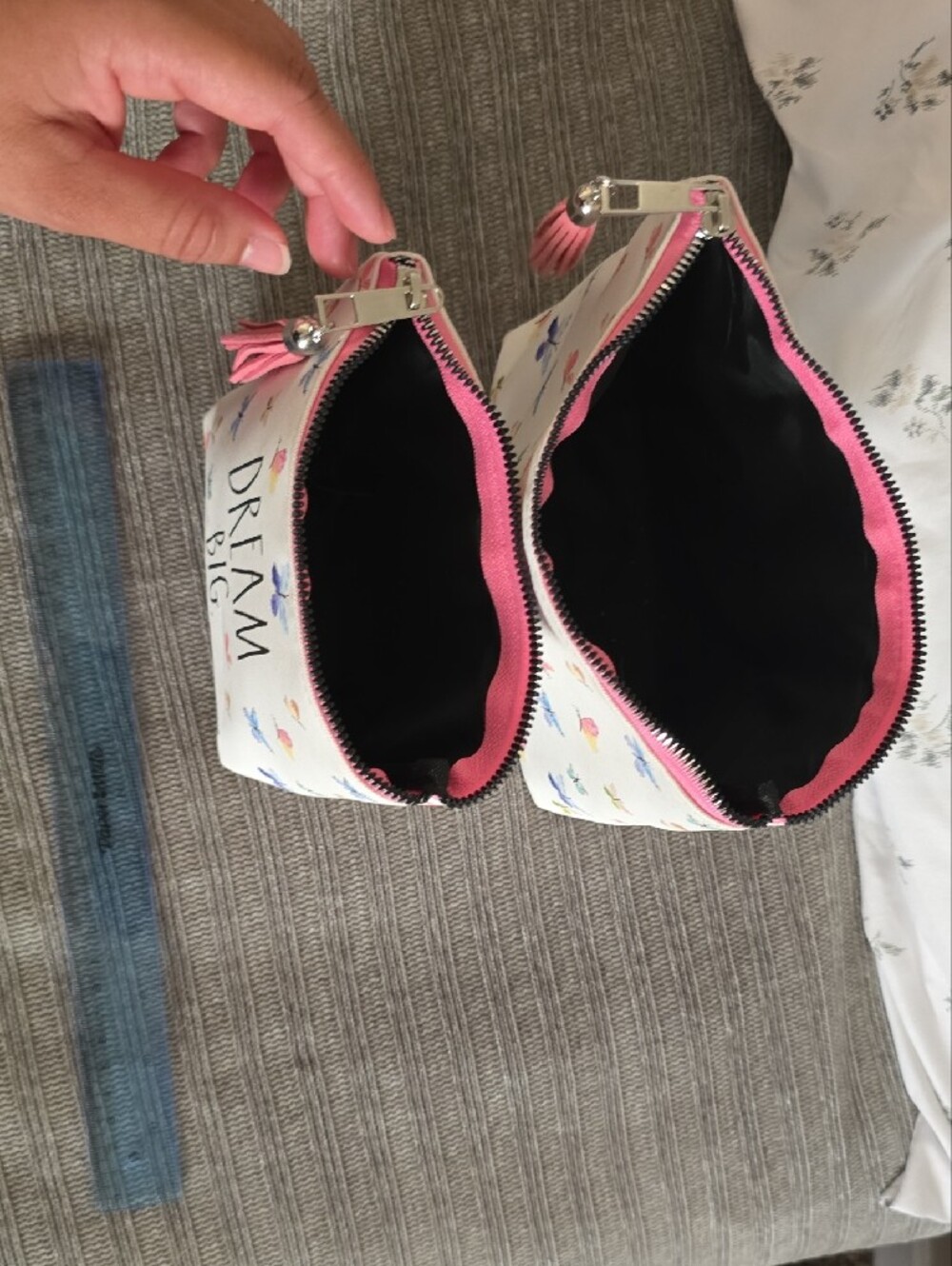 Free Spirit & Dream Big White Butterfly Cosmetic Bags - Set of 2 - Picture 3 of 3